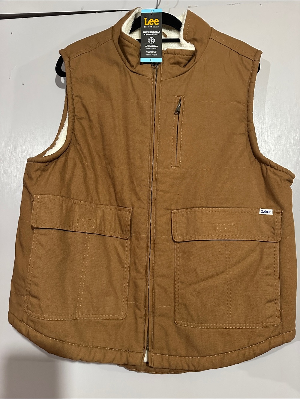 Lee Brown Sherpa-Lined Canvas Work Vest